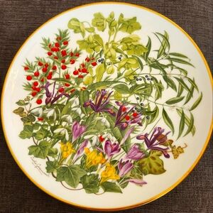 Wedgwood Franklin Porcelain Flowers of the Year "February" 1977 Plate ~ 10 5/8".